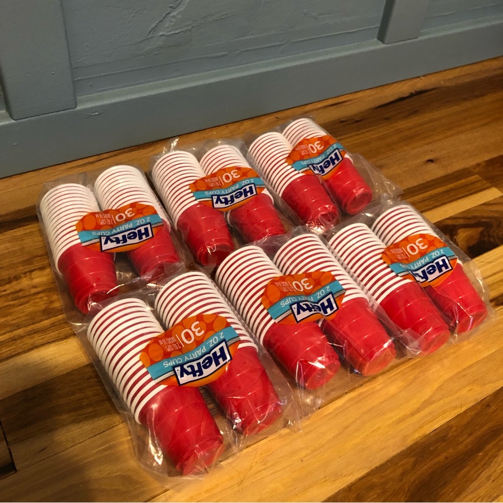 Hefty 2 oz party cups/plastic shot glasses 6 sets of 30
